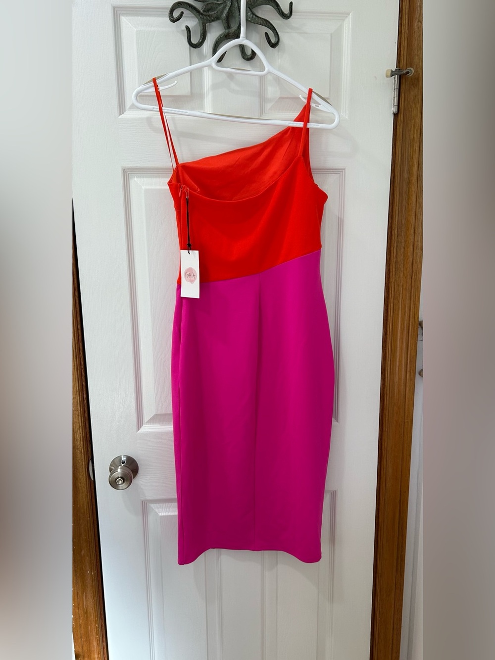 BNWT vibrant colour block 1
shoulder dress size M